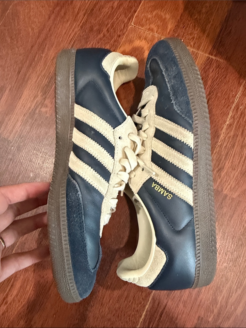 adidas Navy and Cream Samba Leather Sneakers